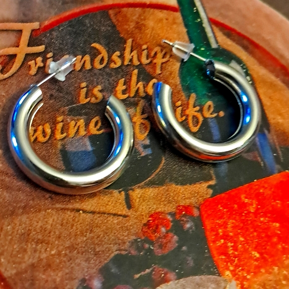 Fashion Jewelry Jewelry - Silver plated wide hoop earrings NEW